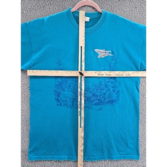 Vintage Sea World Shirt Mens XXL Oceanscape Blue Embroidered Dolphins 90s Y2K - Picture 6 of 6